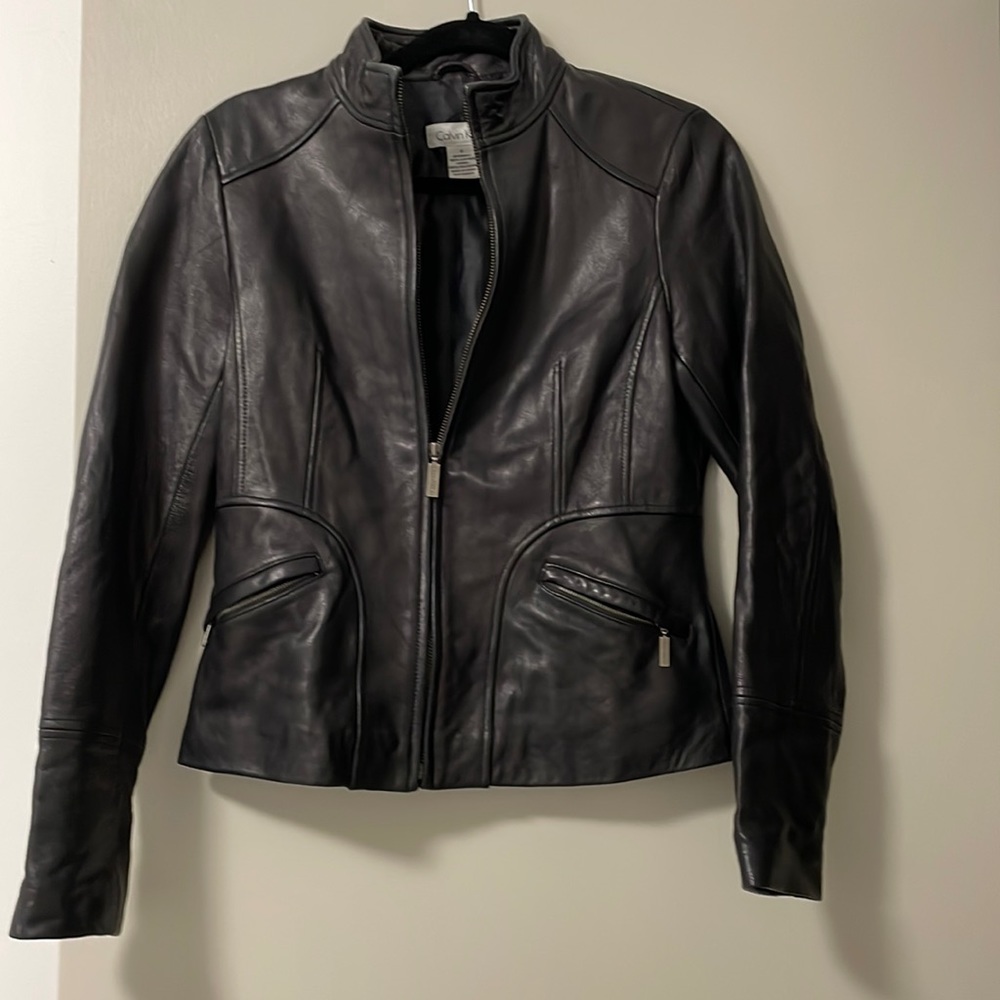 Black Leather Calvin Klein Jacket
